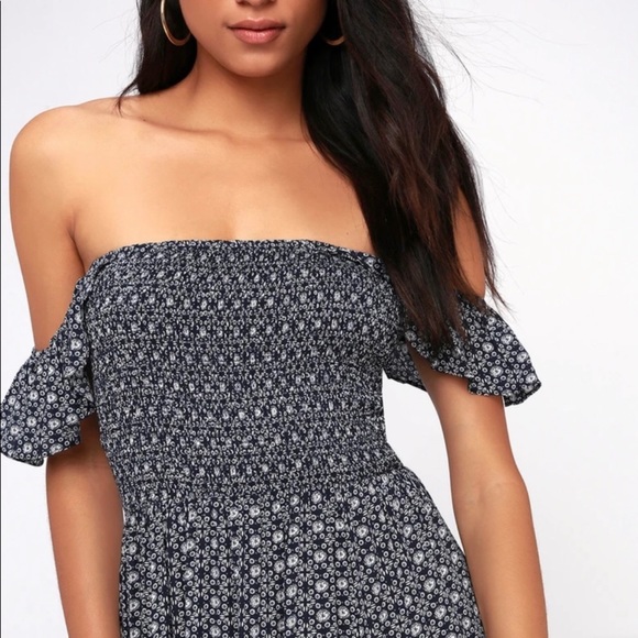 Lulu’s Catch the Sun Navy Blue Off Shoulder Maxi Dress - Picture 3 of 14